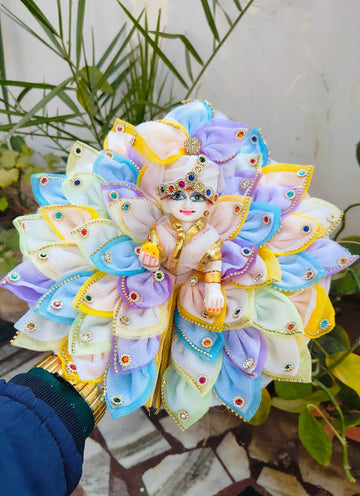 Handmade Multi-Color Laddu Gopal Dress with Pagdi & Choli - Designer Kanha Ji Poshak for Janmashtami, Fancy Bal Gopal & Krishna Ji Dress