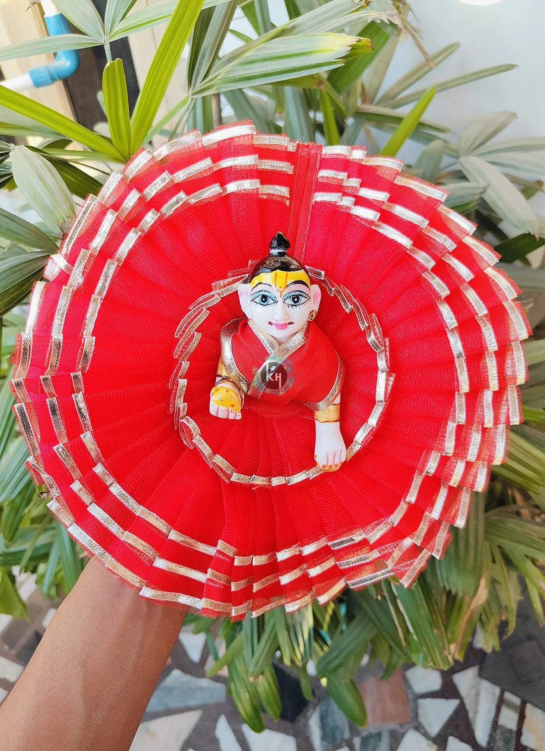 Handmade Net Frill Summer Special Laddu Gopal Dress with Choli - Designer Kanha Ji Poshak for Janmashtami, Fancy Bal Gopal & Krishna Ji Dress