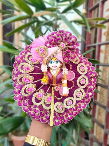 Designer Wine Color Lace Dress for Laddu Gopal Ji with Pagdi & Choli | Fancy Bal Gopal Poshak for Janmashtami & Festivals