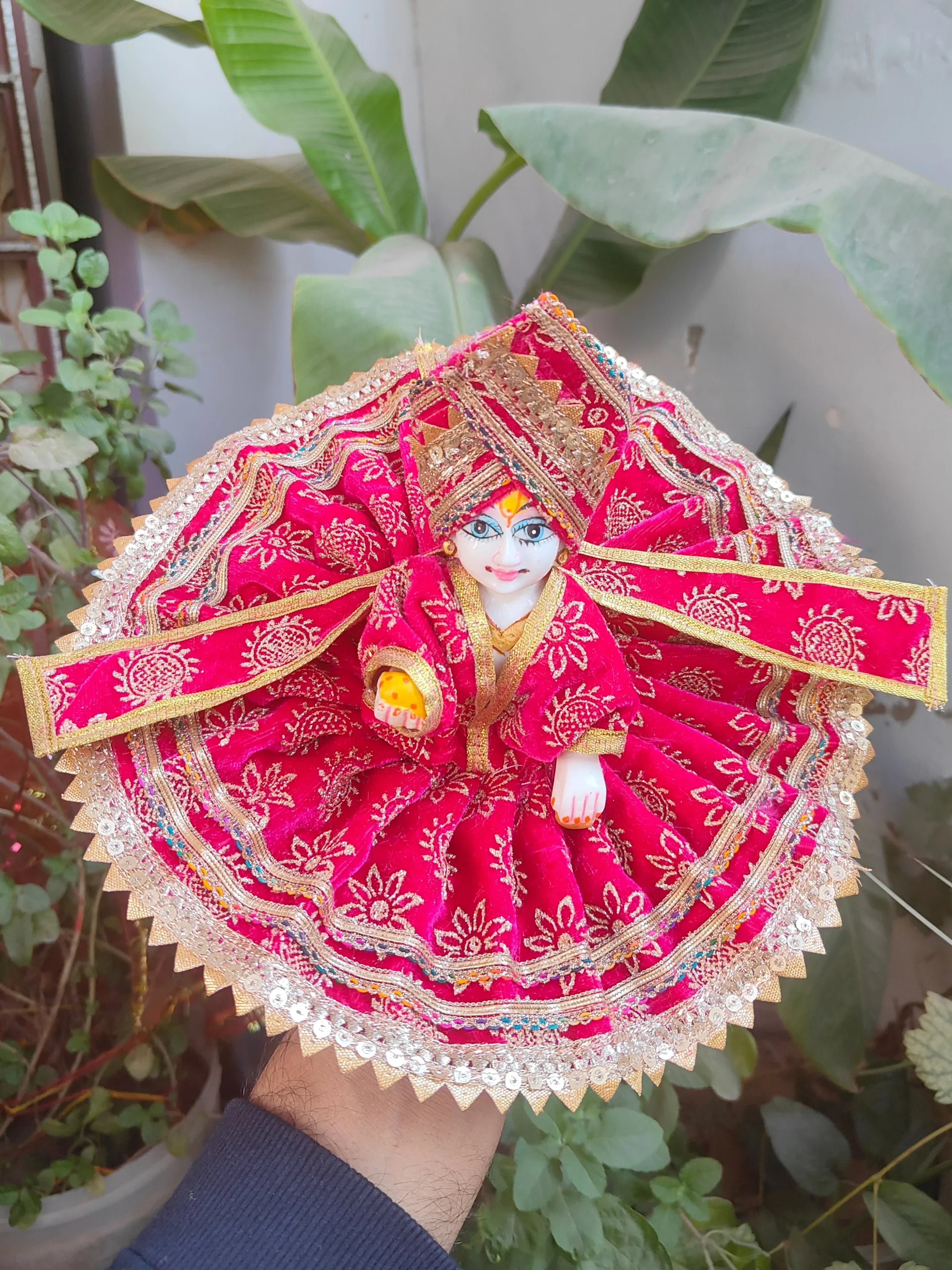 Handmade Designer Velvet Laddu Gopal Dress with Pagdi & Patka - Fancy Kanha Ji Poshak for Janmashtami, Bal Gopal & Krishna Ji Celebrations