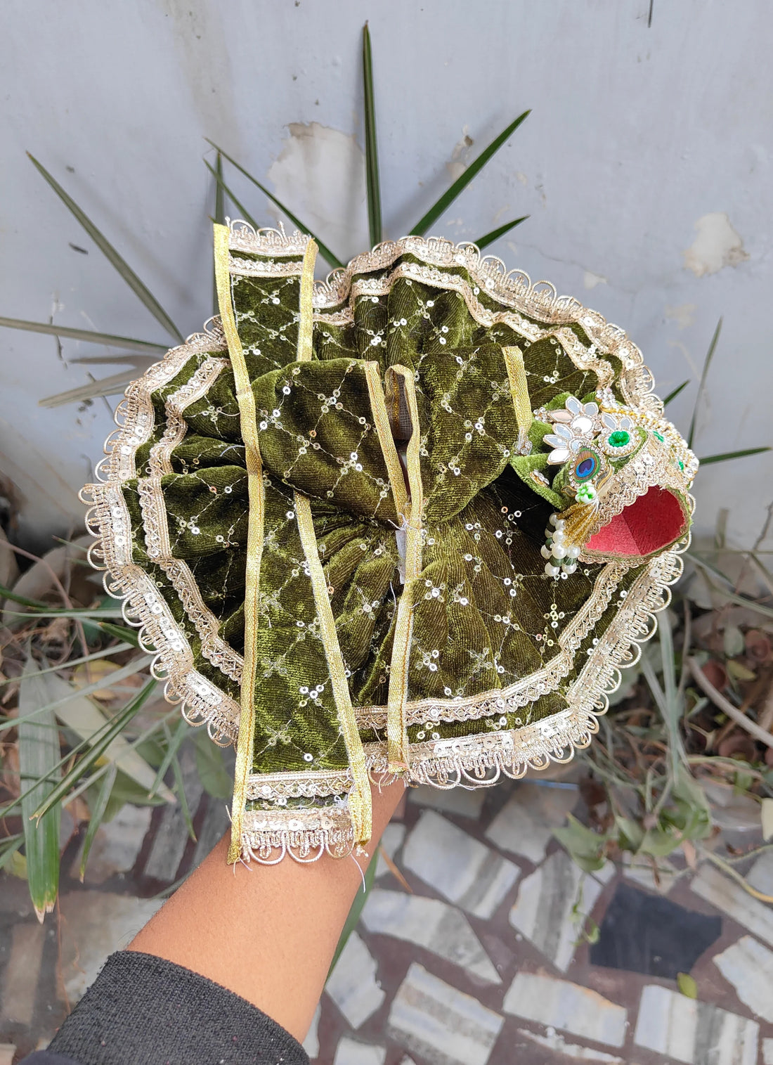 Designer Shaneel Poshak for Laddu Gopal Ji with Pagadi & Patka | Fancy Janmashtami Dress for Kanha Ji, Bal Gopal & Krishna Ji | Handmade Laddu Gopal Dress