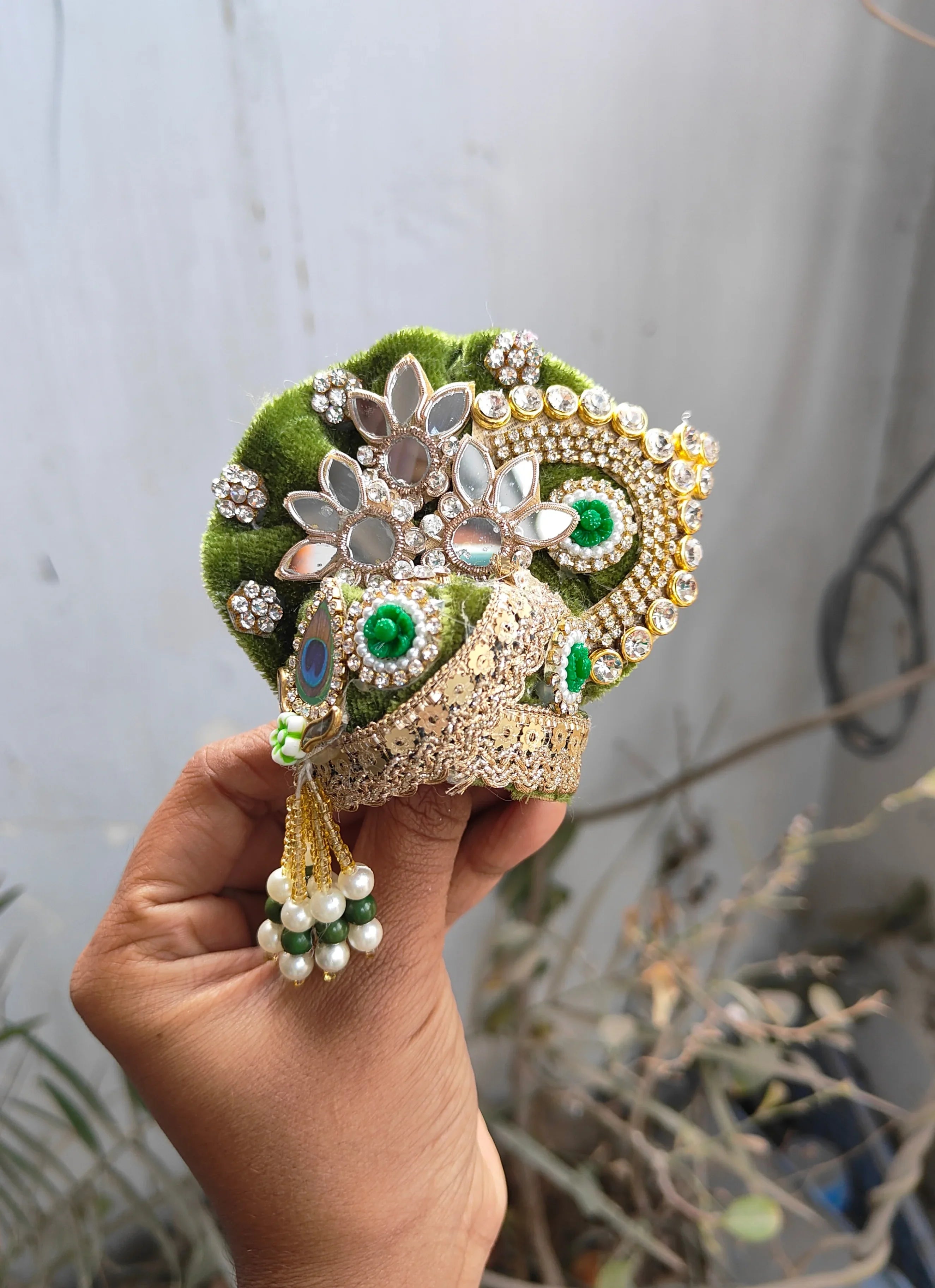 Designer Shaneel Poshak for Laddu Gopal Ji with Pagadi & Patka | Fancy Janmashtami Dress for Kanha Ji, Bal Gopal & Krishna Ji | Handmade Laddu Gopal Dress