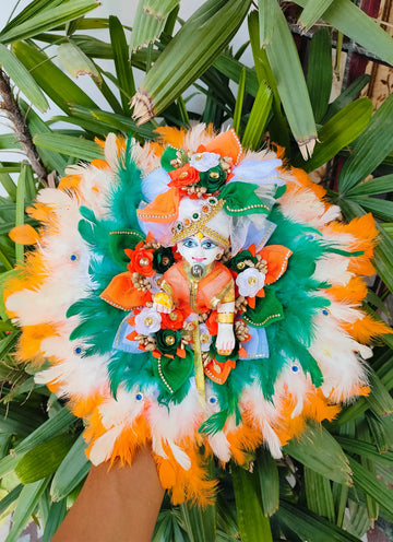 Handmade Independence Day Special Tiranga Dress for Laddu Gopal Ji - Designer Pagdi & Choli, Perfect for Janmashtami & Festivals