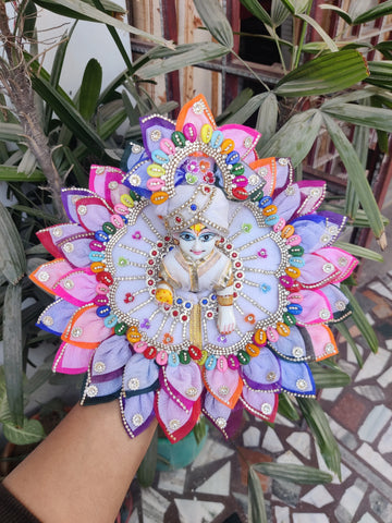Handmade Multi-Color Laddu Gopal Dress with Chain Design, Pagdi & Choli - Designer Kanha Ji Poshak for Janmashtami & Festivals