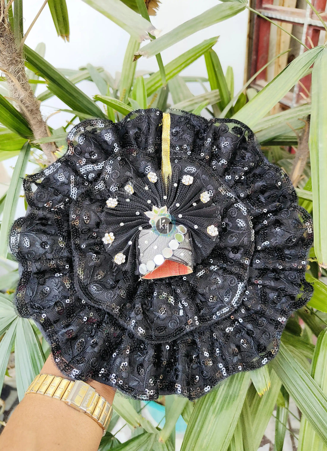 Handmade Black Laddu Gopal Dress with Pagdi & Choli | Designer Kanha Ji Poshak for Janmashtami | Fancy Bal Gopal & Krishna Ji Dress