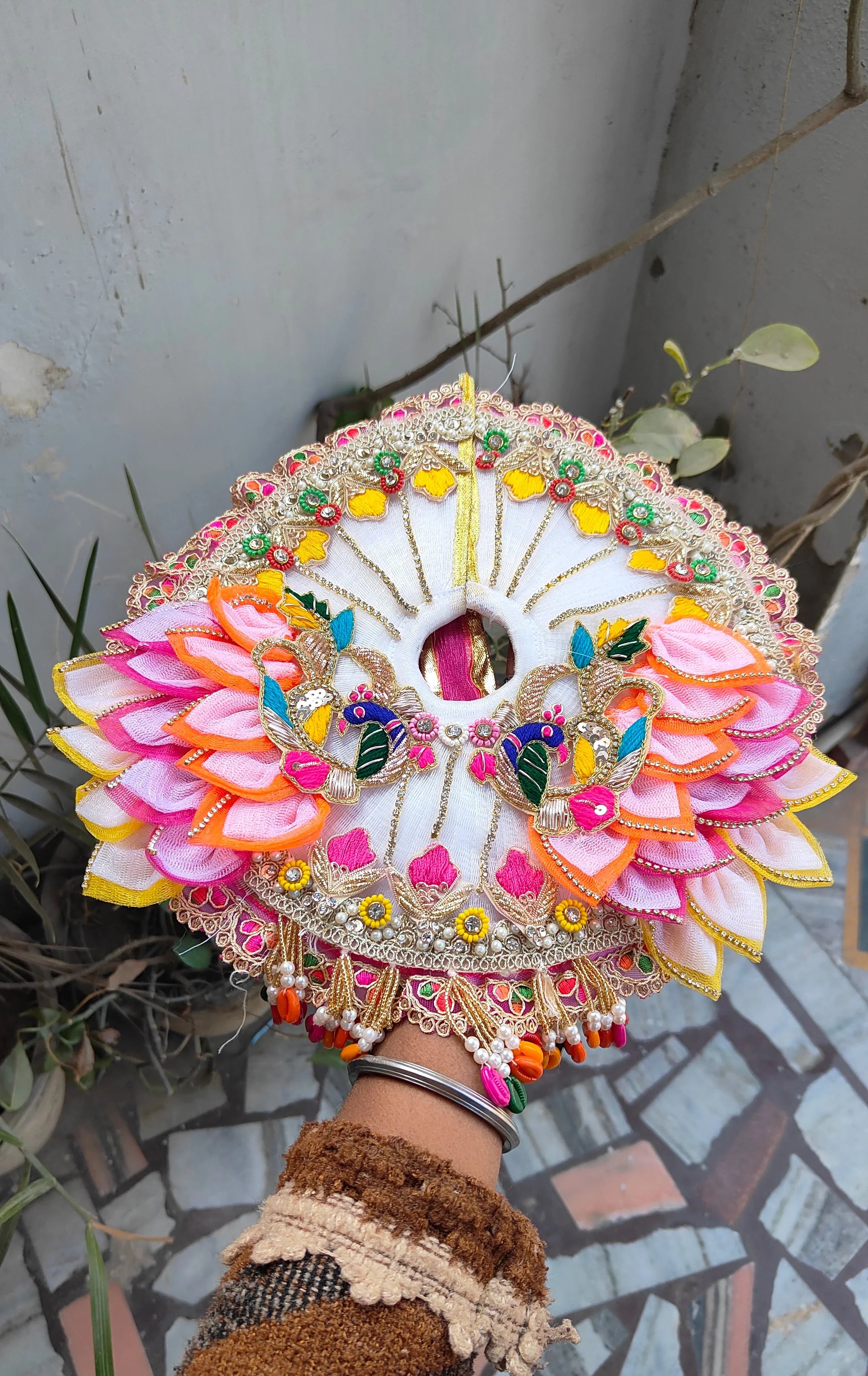 Handmade Holi Special Multicolor Designer Dress for Laddu Gopal with Pagdi & Choli | Perfect for Janmashtami, Kanha Ji Poshak, Bal Gopal Dress