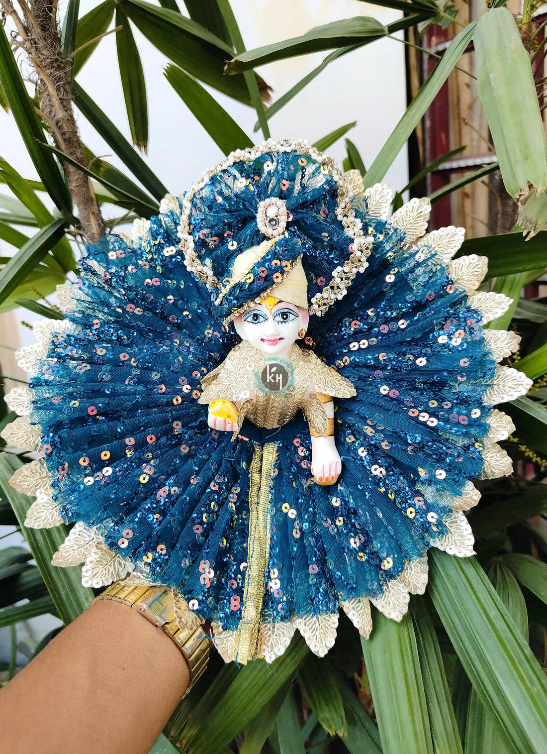 Handmade Designer Laddu Gopal Dress with Fancy Pagdi & Choli - Perfect for Janmashtami, Bal Gopal & Kanha Ji Poshak