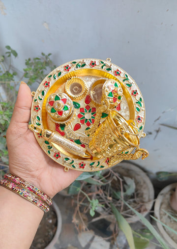 Holi plate with balti pichkari for laddu gopal ji