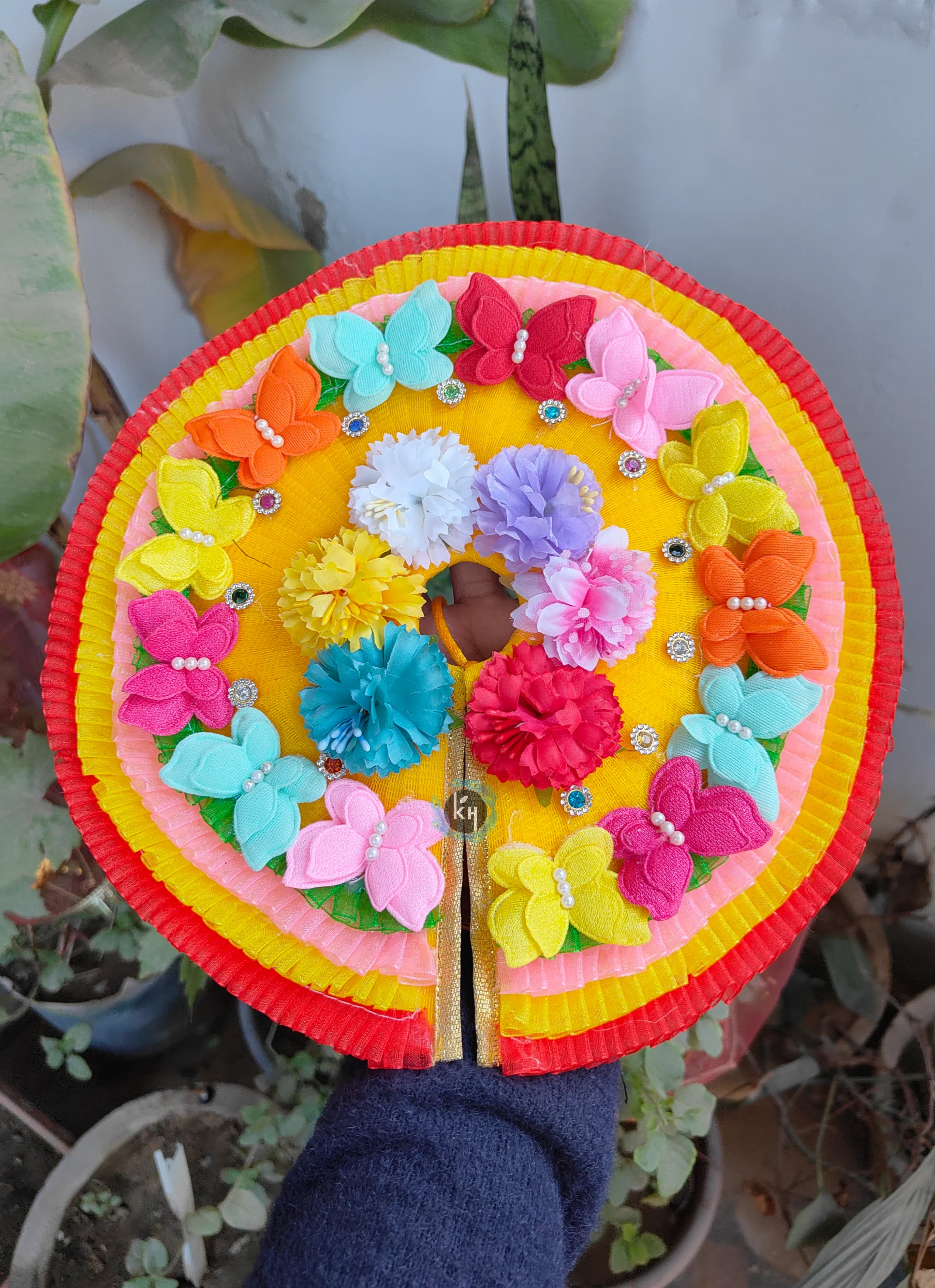 Handmade Holi Special Multicolor Floral Laddu Gopal Dress with Pagdi & Choli | Designer Kanha Ji Poshak for Janmashtami Celebrations