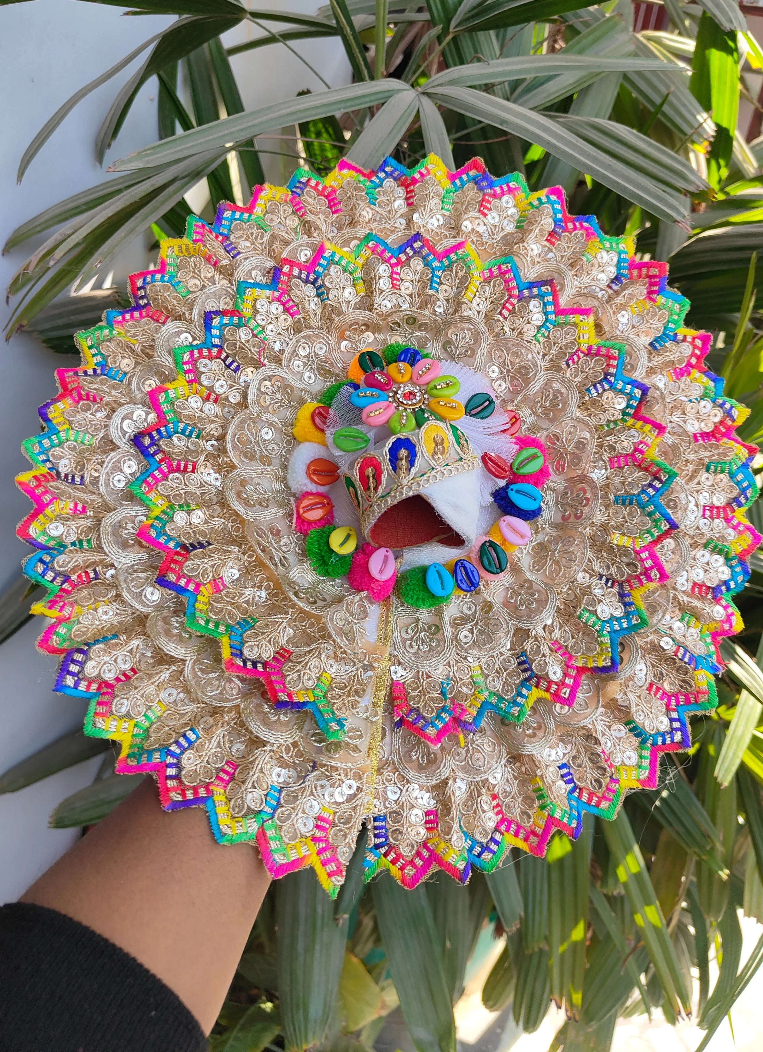 Handmade Holi Special Designer Multi Lace Dress for Laddu Gopal Ji with Pagdi & Choli - Perfect for Janmashtami Celebrations | Kanha Ji Poshak, Bal Gopal Dress