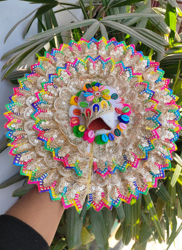 Handmade Holi Special Designer Multi Lace Dress for Laddu Gopal Ji with Pagdi & Choli - Perfect for Janmashtami Celebrations | Kanha Ji Poshak, Bal Gopal Dress