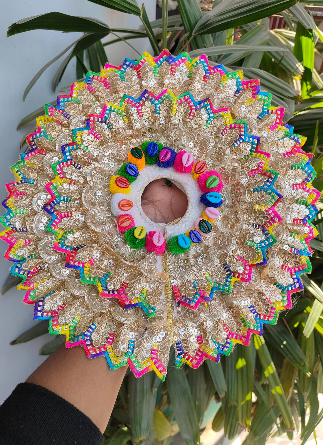 Handmade Holi Special Designer Multi Lace Dress for Laddu Gopal Ji with Pagdi & Choli - Perfect for Janmashtami Celebrations | Kanha Ji Poshak, Bal Gopal Dress