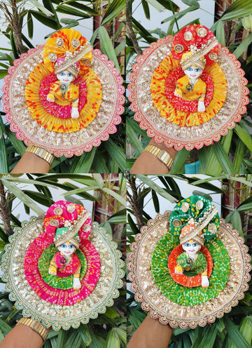 Handmade Double Shade Laddu Gopal Dress with Pagdi & Choli - Designer Kanha Ji Poshak for Janmashtami, Bal Gopal & Krishna Ji Celebrations