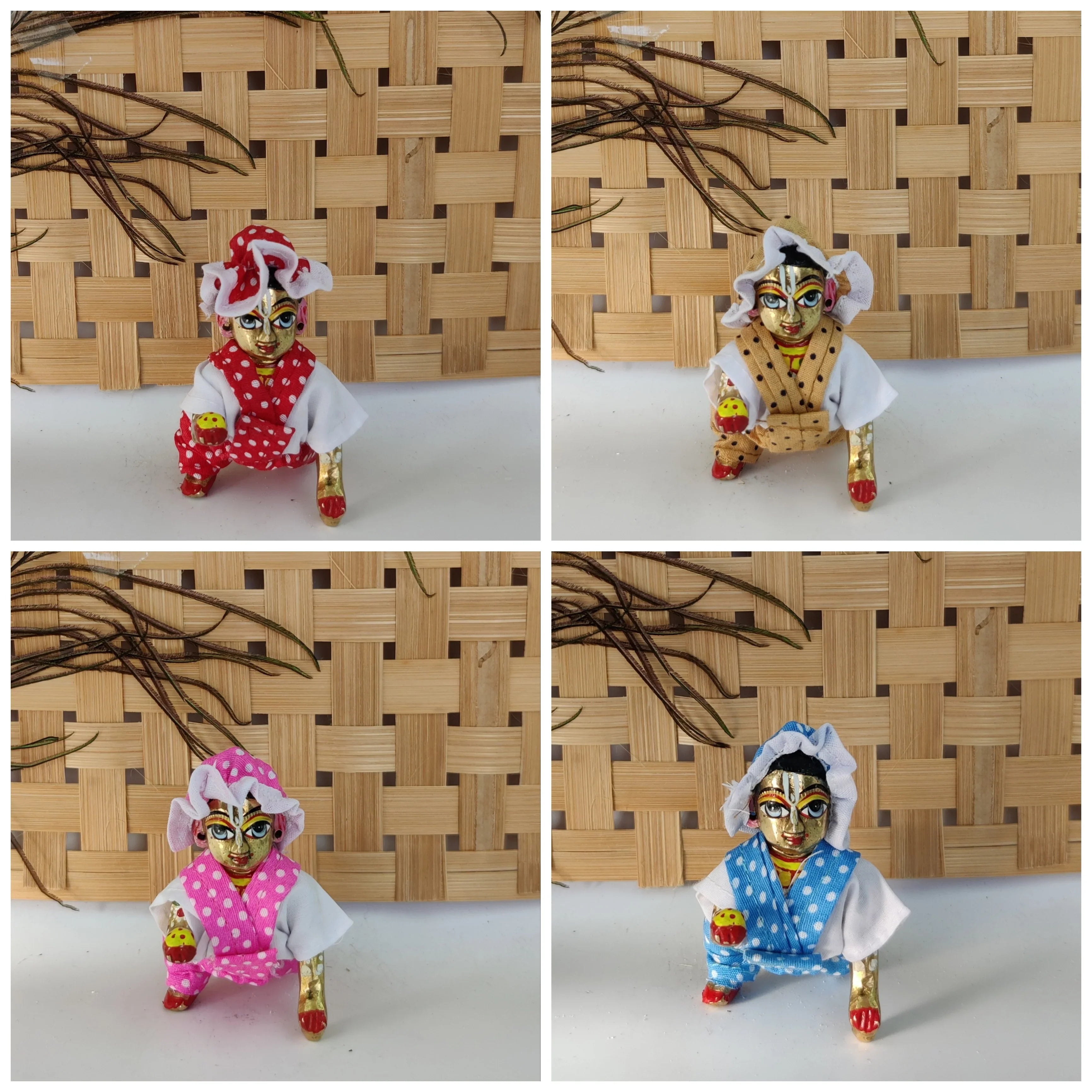 Handmade Laddu Gopal Dress Set - Summer Poshak for Janmashtami | Pack of 4 Designer Kanha Ji & Bal Gopal Dresses in Random Prints & Colors