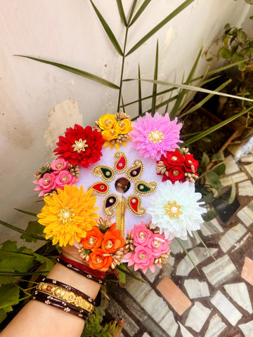 Handmade Multi-Flowers Laddu Gopal Dress with Pagdi | Designer Kanha Ji Poshak for Janmashtami | Fancy Bal Gopal & Krishna Ji Dress