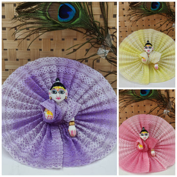 Pack of 3 Handmade Net Summer Dresses for Laddu Gopal Ji - Designer Kanha Ji Poshak, Bal Gopal Dress for Janmashtami Festival