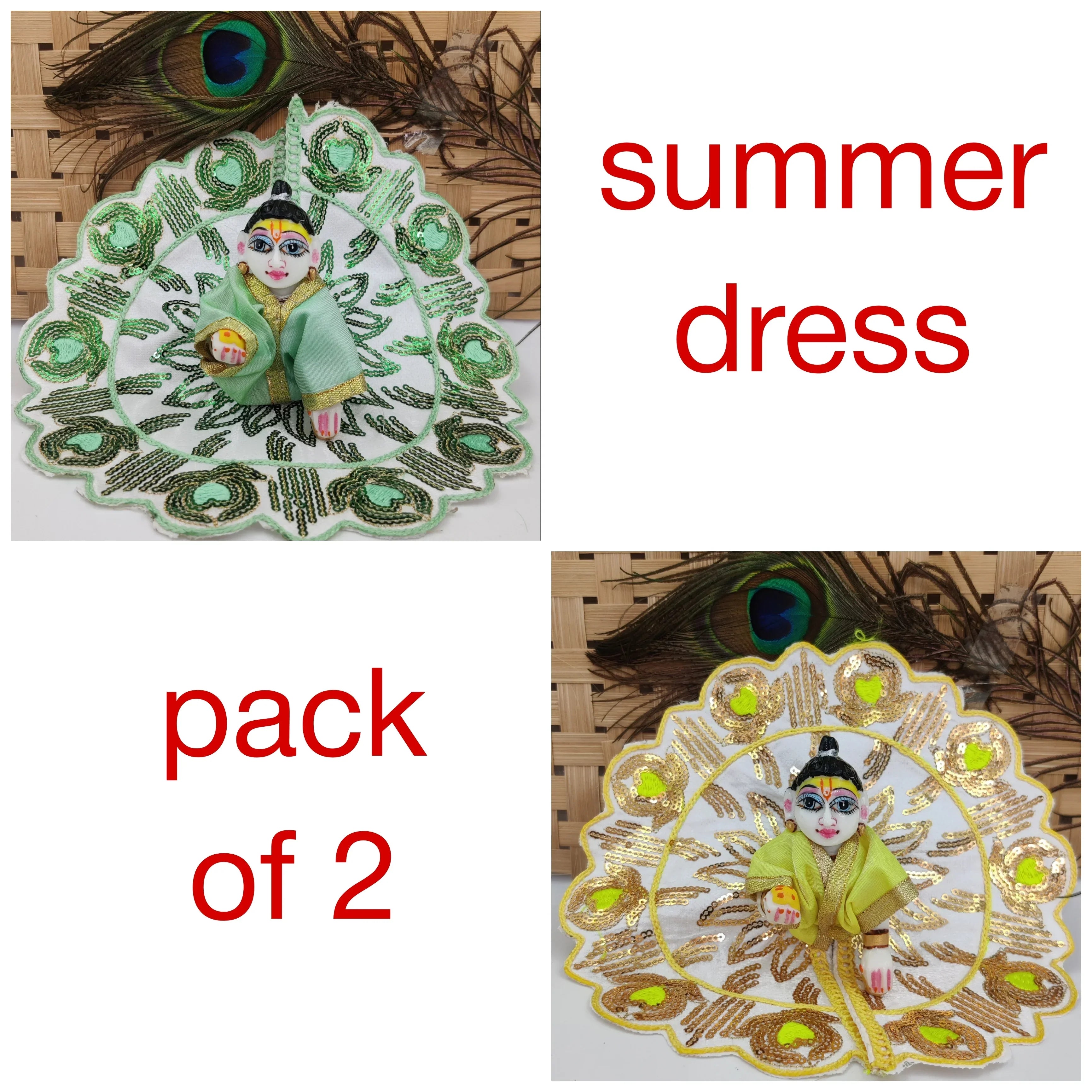 Handmade Summer Laddu Gopal Dress - Designer Kanha Ji Poshak, Fancy Bal Gopal Dress for Janmashtami Celebration - Random Colour