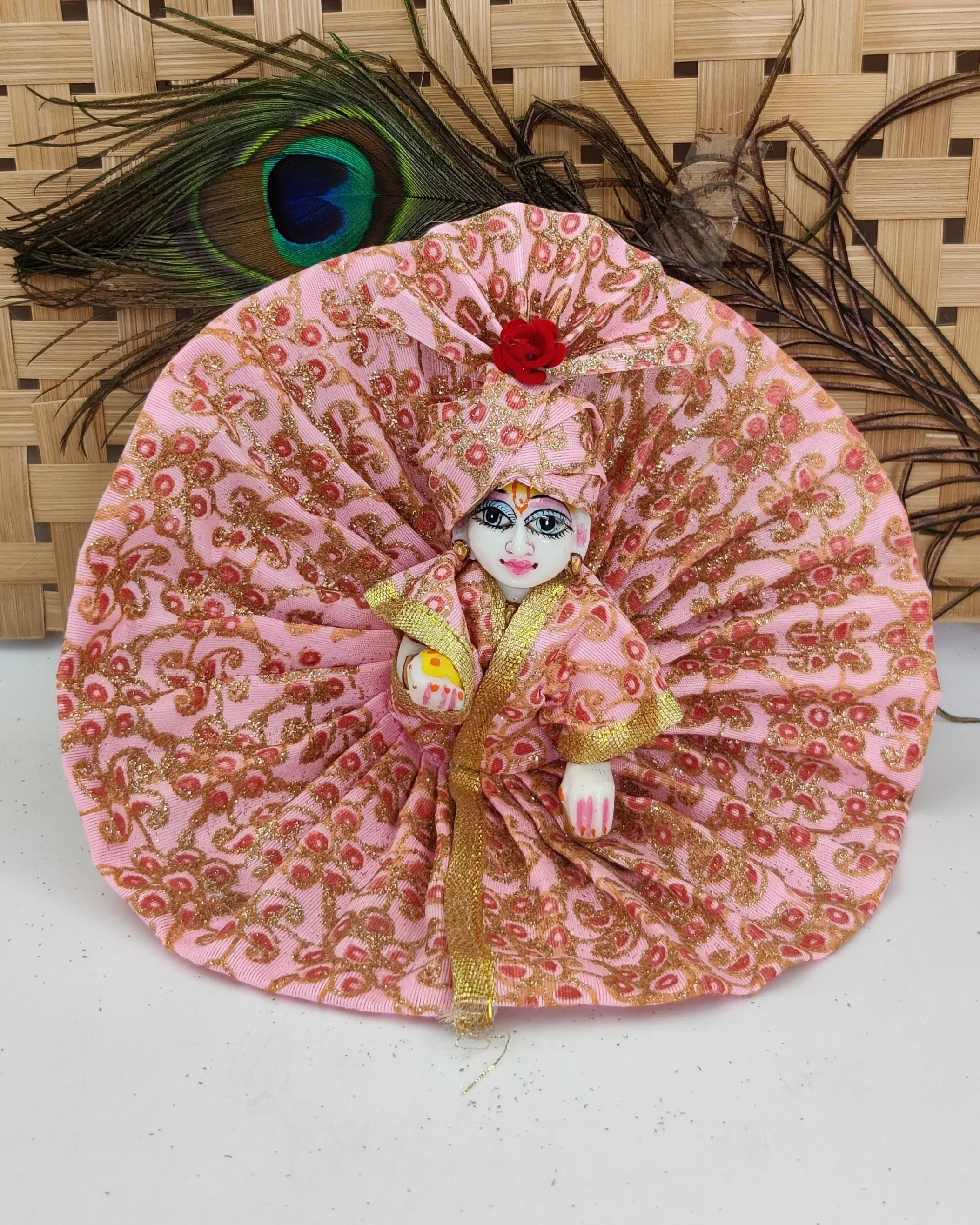 Handmade Shining Silk Cotton Laddu Gopal Dress & Pagdi Set (Pack of 2) - Designer Kanha Ji Poshak for Janmashtami & Festivals - Random Colors