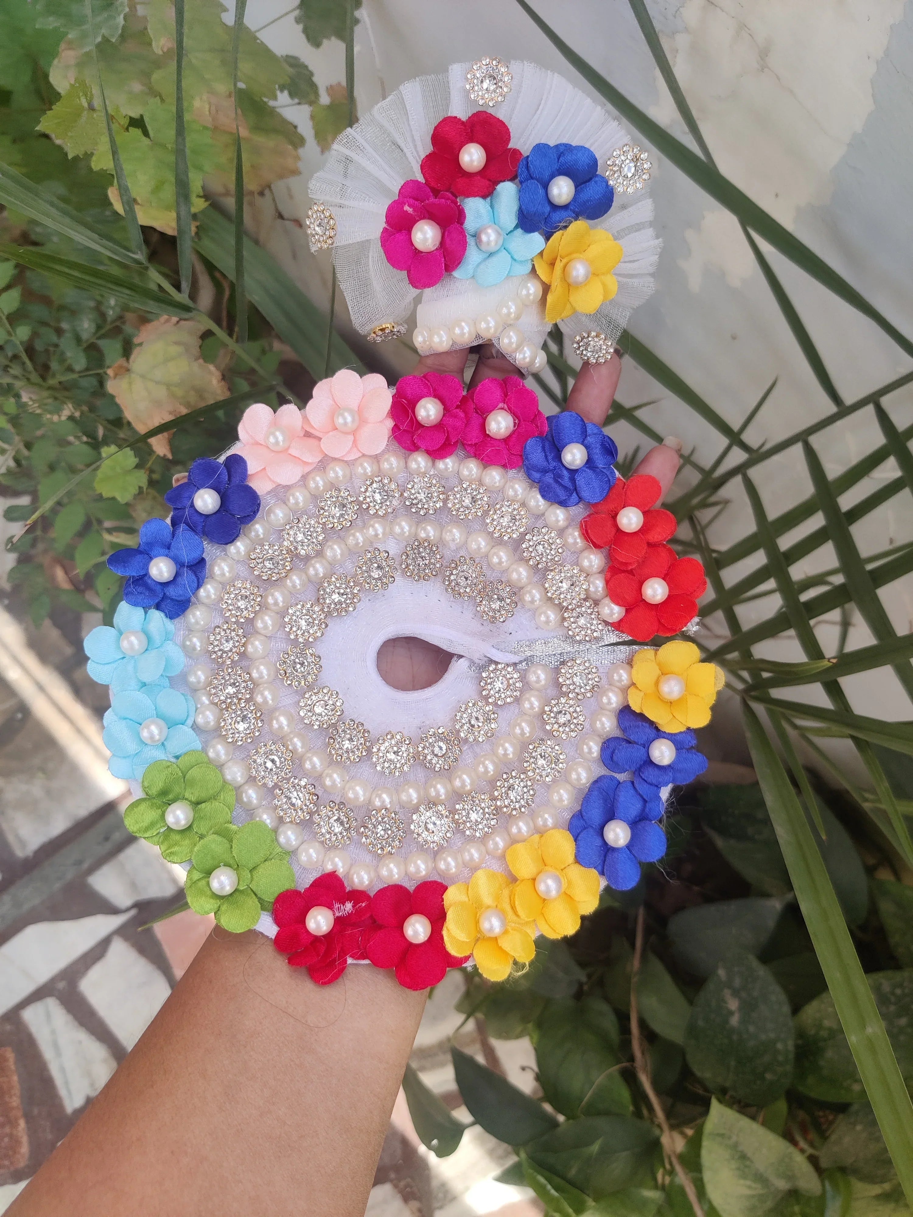 Handmade White Heavy Stone Laddu Gopal Dress - Designer Kanha Ji Poshak for Janmashtami, Fancy Bal Gopal & Krishna Ji Dress