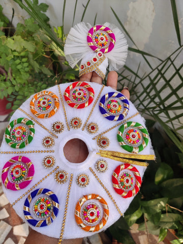 Handmade White Laddu Gopal Dress with Pagdi - Designer Kanha Ji Poshak for Janmashtami, Fancy Bal Gopal Dress, Krishna Ji Dress