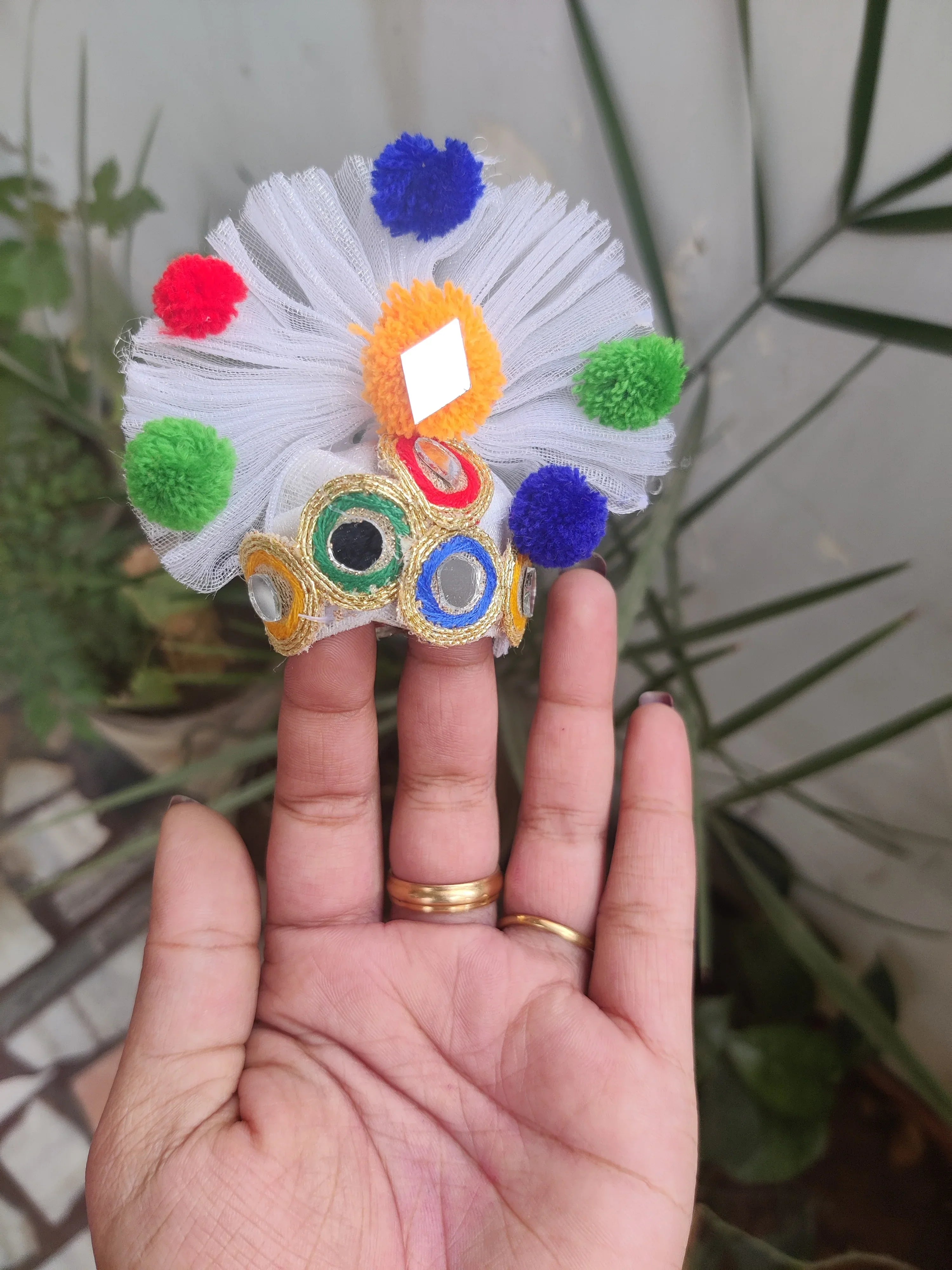 Handmade White Sheesha Lace Laddu Gopal Dress | Designer Kanha Ji Poshak for Janmashtami | Fancy Bal Gopal & Krishna Ji Dress