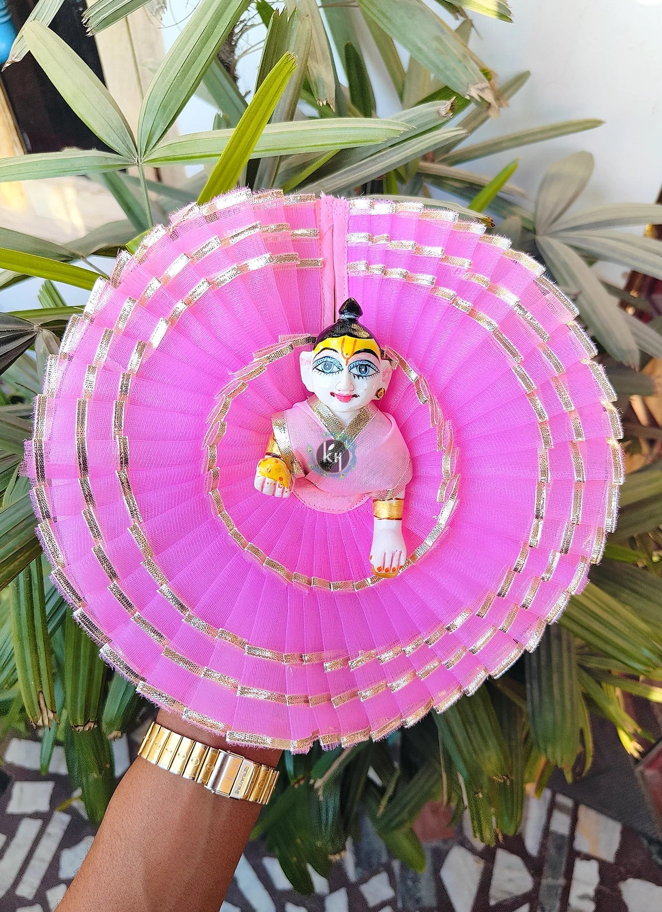 Handmade Net Frill Summer Special Laddu Gopal Dress with Choli - Designer Kanha Ji Poshak for Janmashtami, Fancy Bal Gopal & Krishna Ji Dress