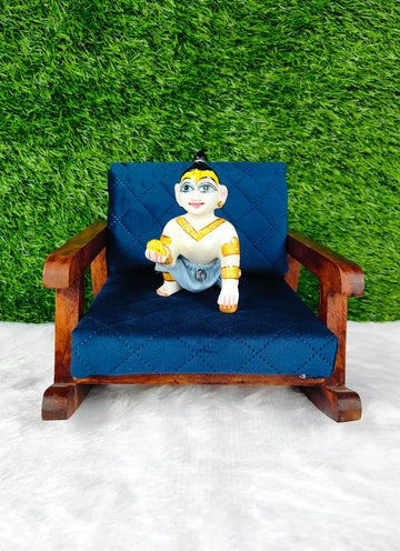Rocking chair cam singhasan in sheesham wood for laddu gopal ji