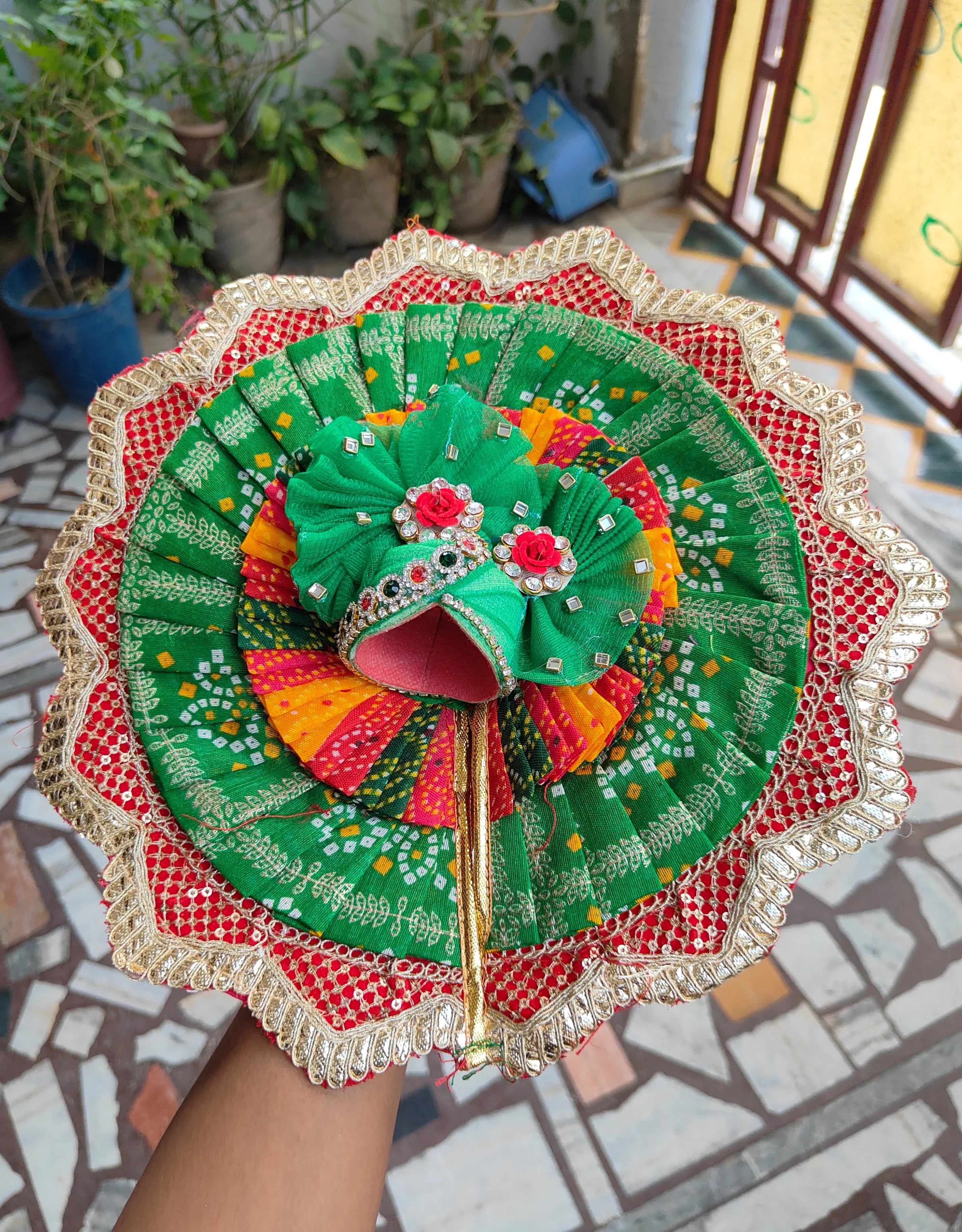 Handmade Multi-Color Laddu Gopal Dress with Pagdi - Designer Kanha Ji Poshak for Janmashtami, Fancy Bal Gopal & Krishna Ji Dress