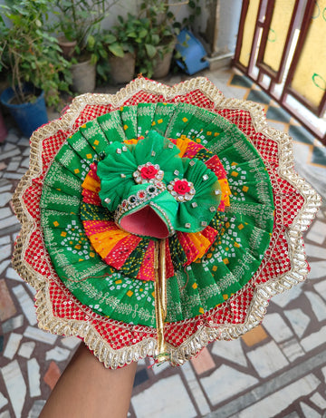 Handmade Multi-Color Laddu Gopal Dress with Pagdi - Designer Kanha Ji Poshak for Janmashtami, Fancy Bal Gopal & Krishna Ji Dress