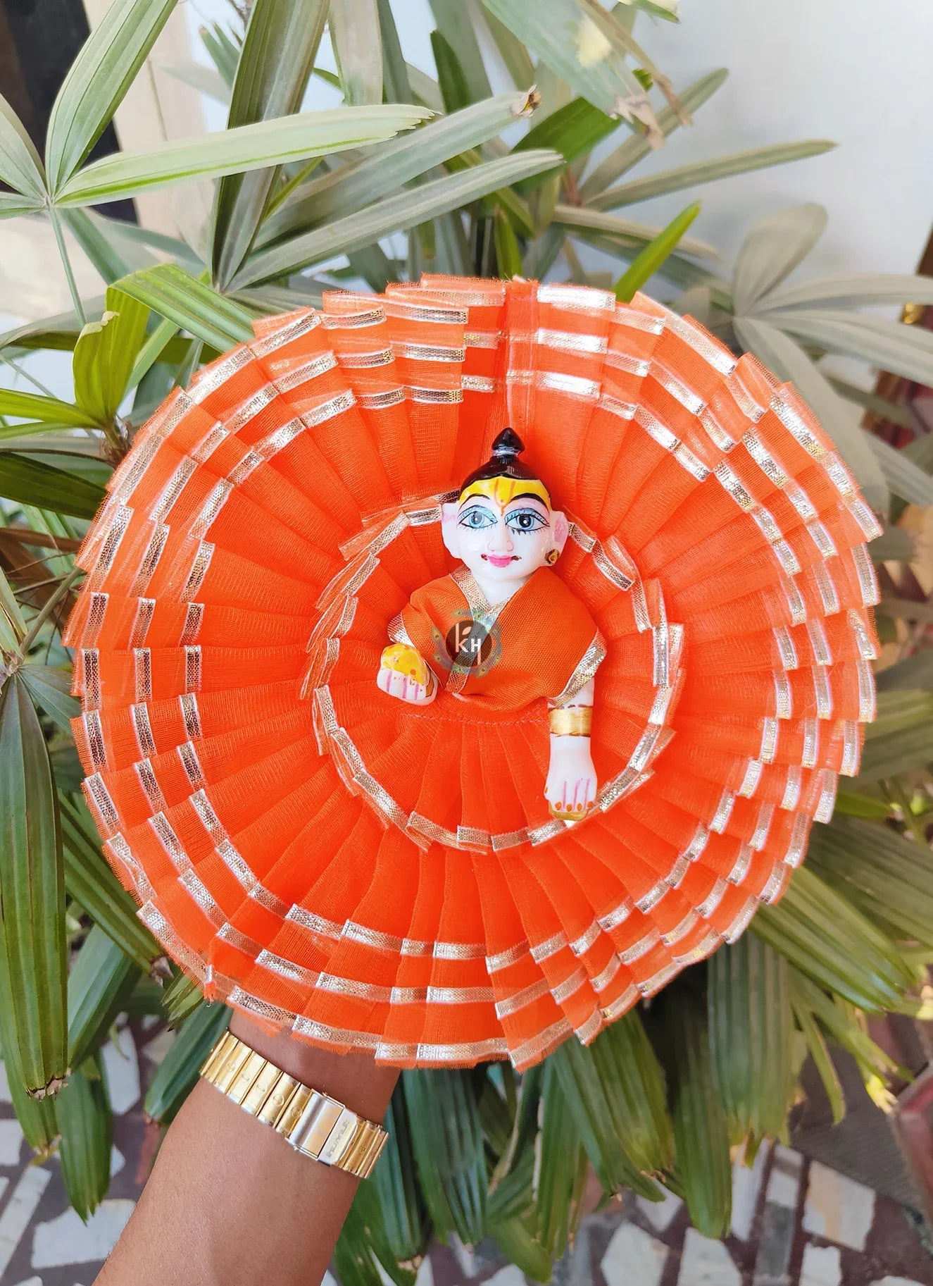 Handmade Net Frill Summer Special Laddu Gopal Dress with Choli - Designer Kanha Ji Poshak for Janmashtami, Fancy Bal Gopal & Krishna Ji Dress