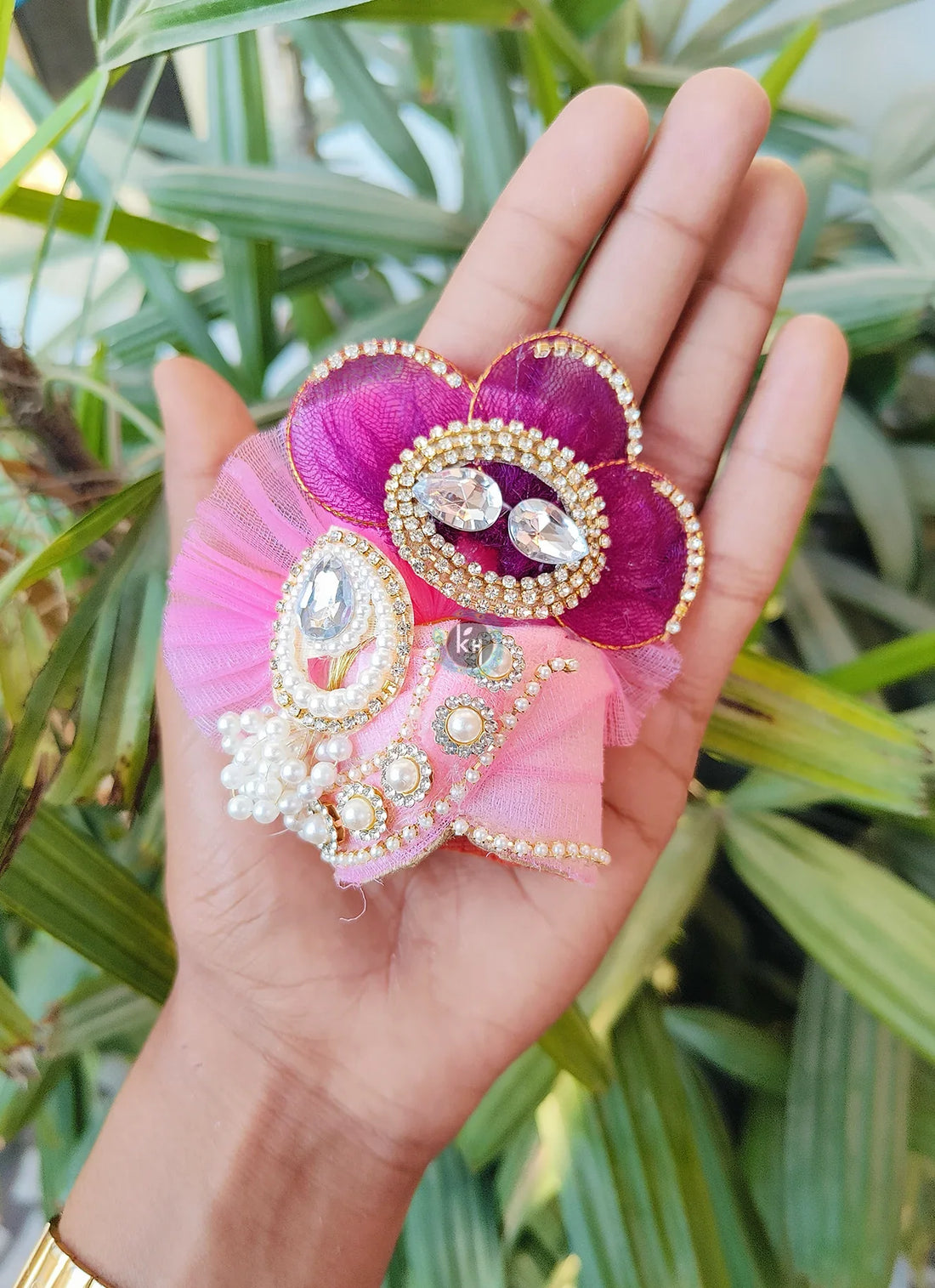 Handmade Baby Pink and Wine Designer Dress for Laddu Gopal Ji - Fancy Kanha Ji Poshak with Pagdi & Choli for Janmashtami Celebrations