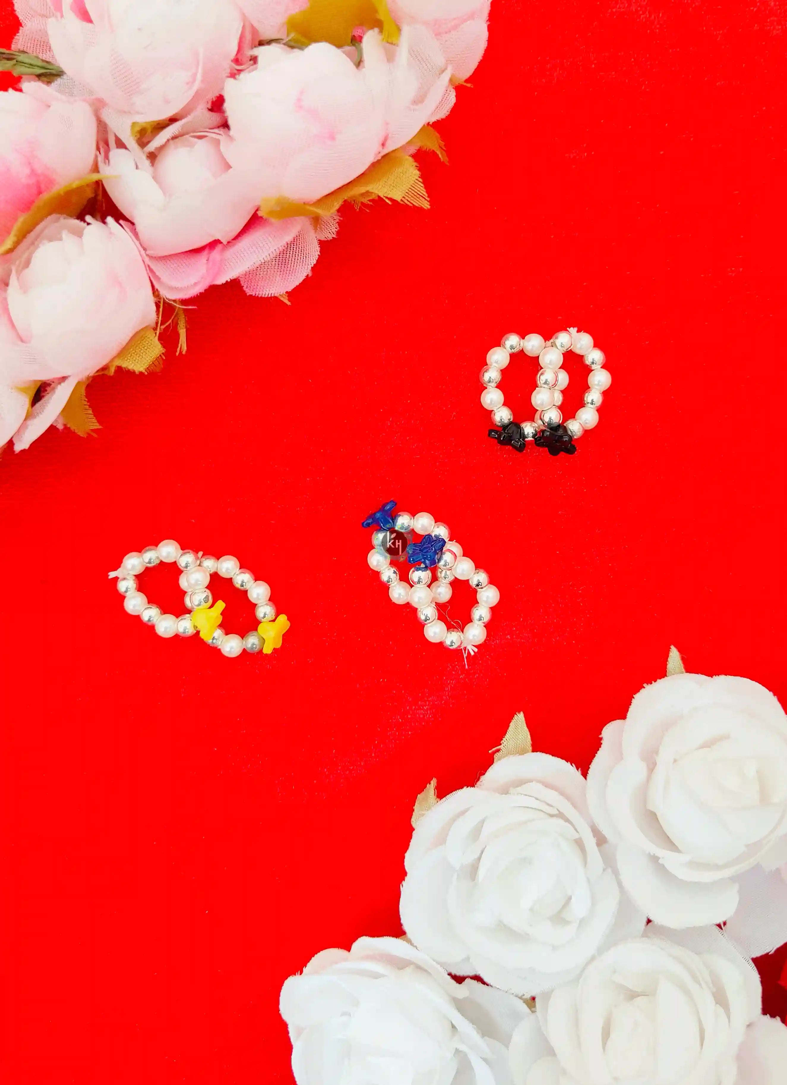 Handmade Ladoo Gopal Moti Kangan [3 Pair] - Perfect for 2-5 No Size | Designer Kanha Ji Poshak & Bal Gopal Dress for Janmashtami Festival