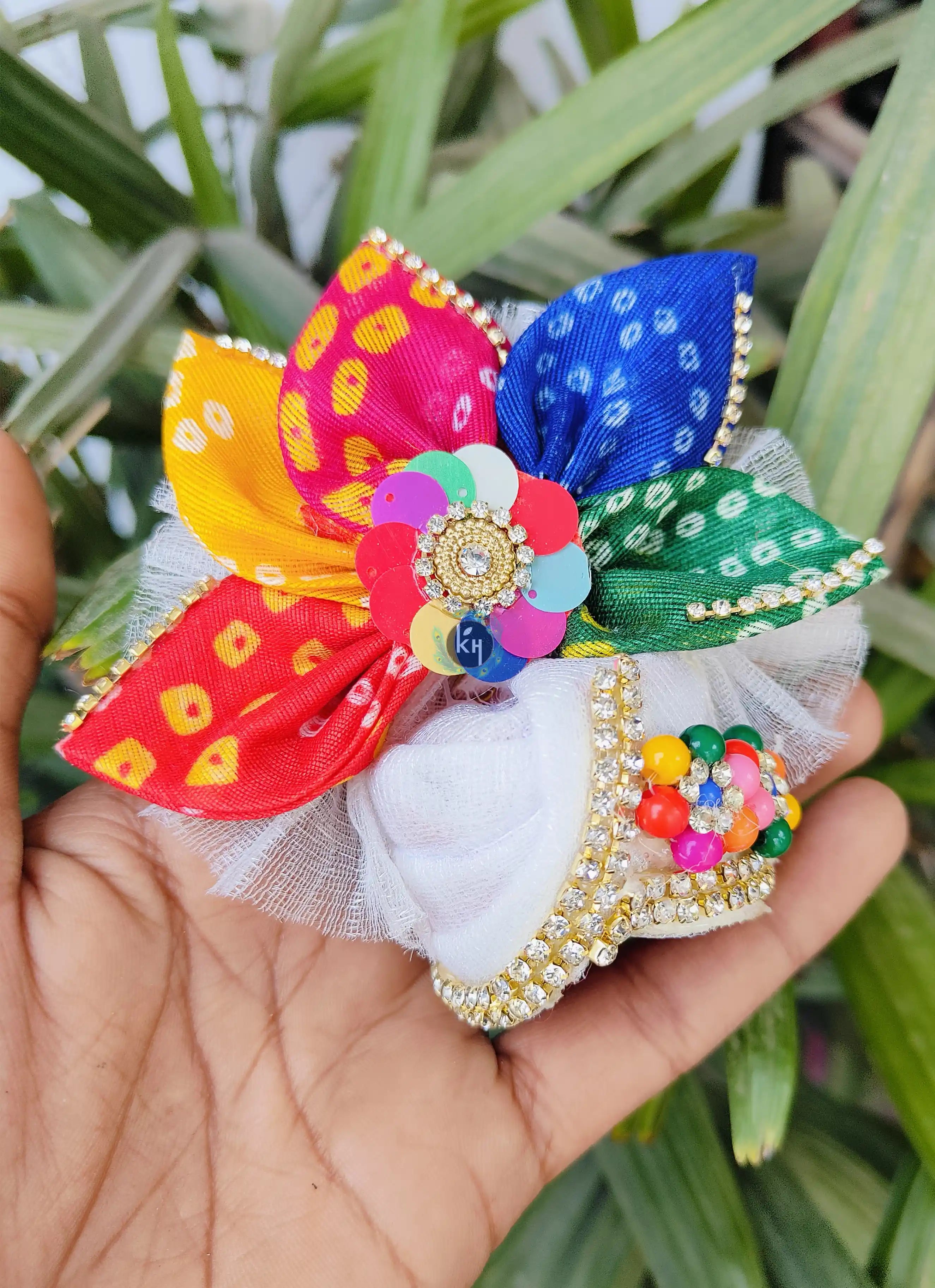 Handmade Bandhej Full Patti Laddu Gopal Dress with Pagdi & Choli - Designer Kanha Ji Poshak for Janmashtami, Fancy Bal Gopal & Krishna Ji Dress