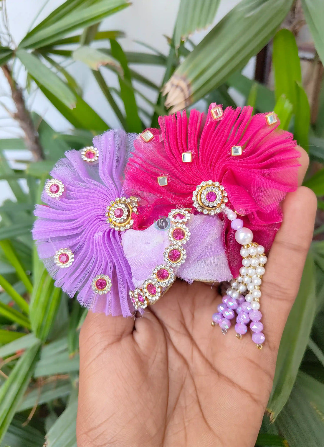 Handmade Lavender Laddu Gopal Dress with Rani Lace, Pagdi & Choli - Designer Kanha Ji Poshak for Janmashtami & Festivals