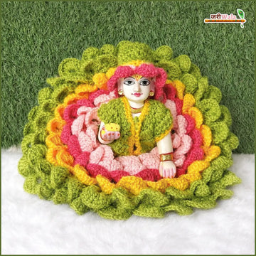Handmade Woolen Fancy Multicolor Laddu Gopal Dress with Cap - Designer Poshak for Kanha Ji, Bal Gopal, and Krishna Ji - Perfect for Janmashtami Festival