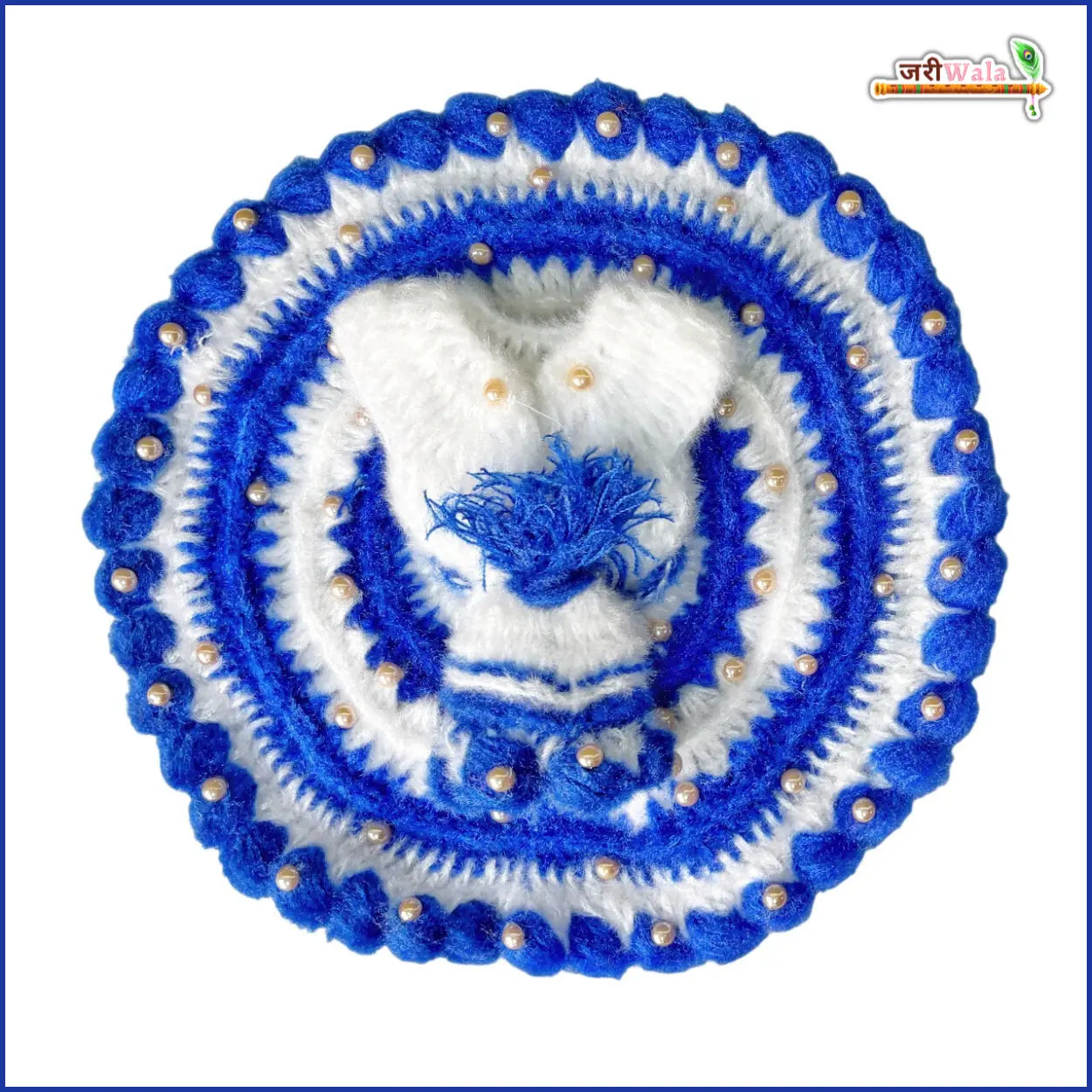 Handmade Fancy Blue & Light Blue Laddu Gopal Poshak with Cap - Designer Kanha Ji Dress for Janmashtami, Bal Gopal & Krishna Ji Celebrations