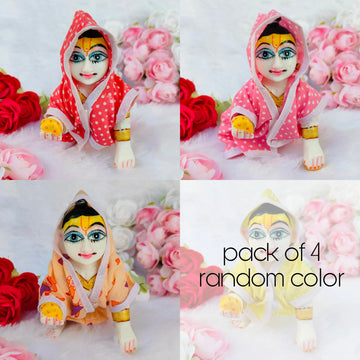 Handmade Laddu Gopal Dress Set - Pack of 4 Random Colors & Prints | Designer Kanha Ji Poshak for Janmashtami & Festivals | Bal Gopal Fancy Dress