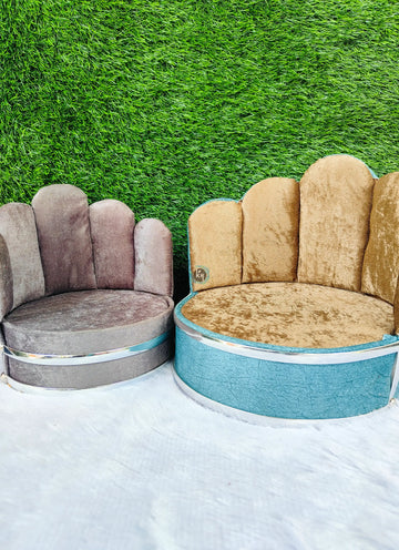 Round sofa cum singhasan with 2 pillow for laddu gopal ji (random color)