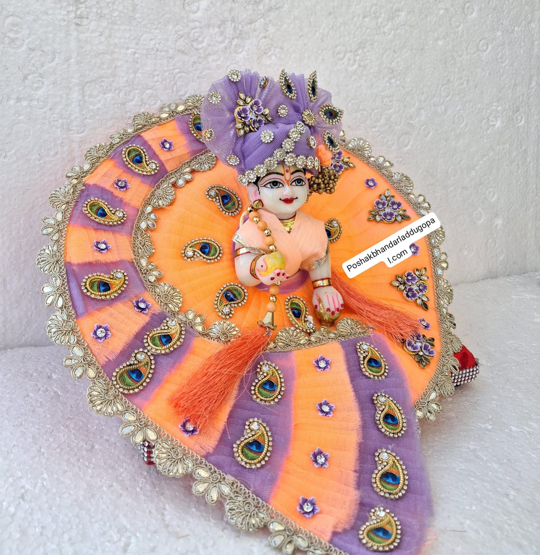 Handmade Designer Laddu Gopal Dress with Pagdi and Patka | Fancy Kanha Ji Poshak for Janmashtami | Bal Gopal & Krishna Ji Dress
