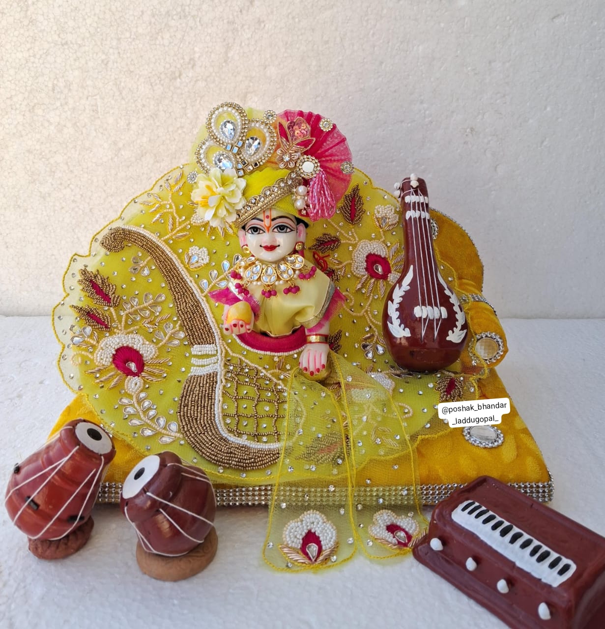 Handmade Basant Panchami Special: Designer Laddu Gopal Dress, Fancy Kanha Ji Poshak, Bal Gopal & Krishna Ji Dress for Festivals & Janmashtami
