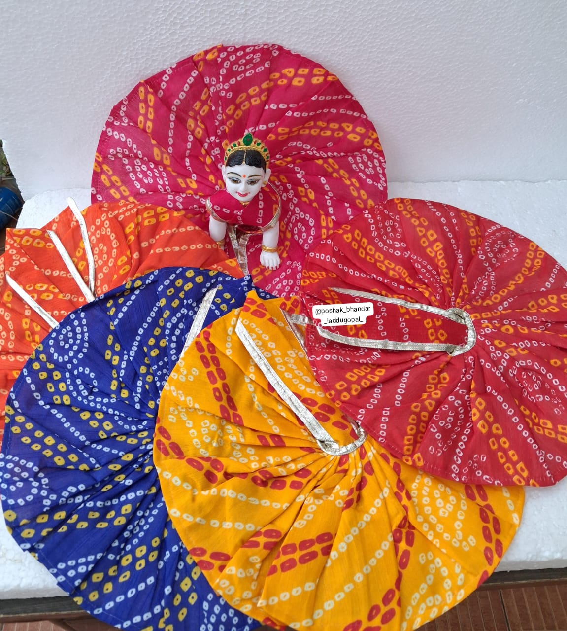 Handmade Bandhini Laddu Gopal Dress for Kids (Size 3 to 7) - Designer Kanha Ji Poshak, Fancy Bal Gopal Dress for Janmashtami Celebrations