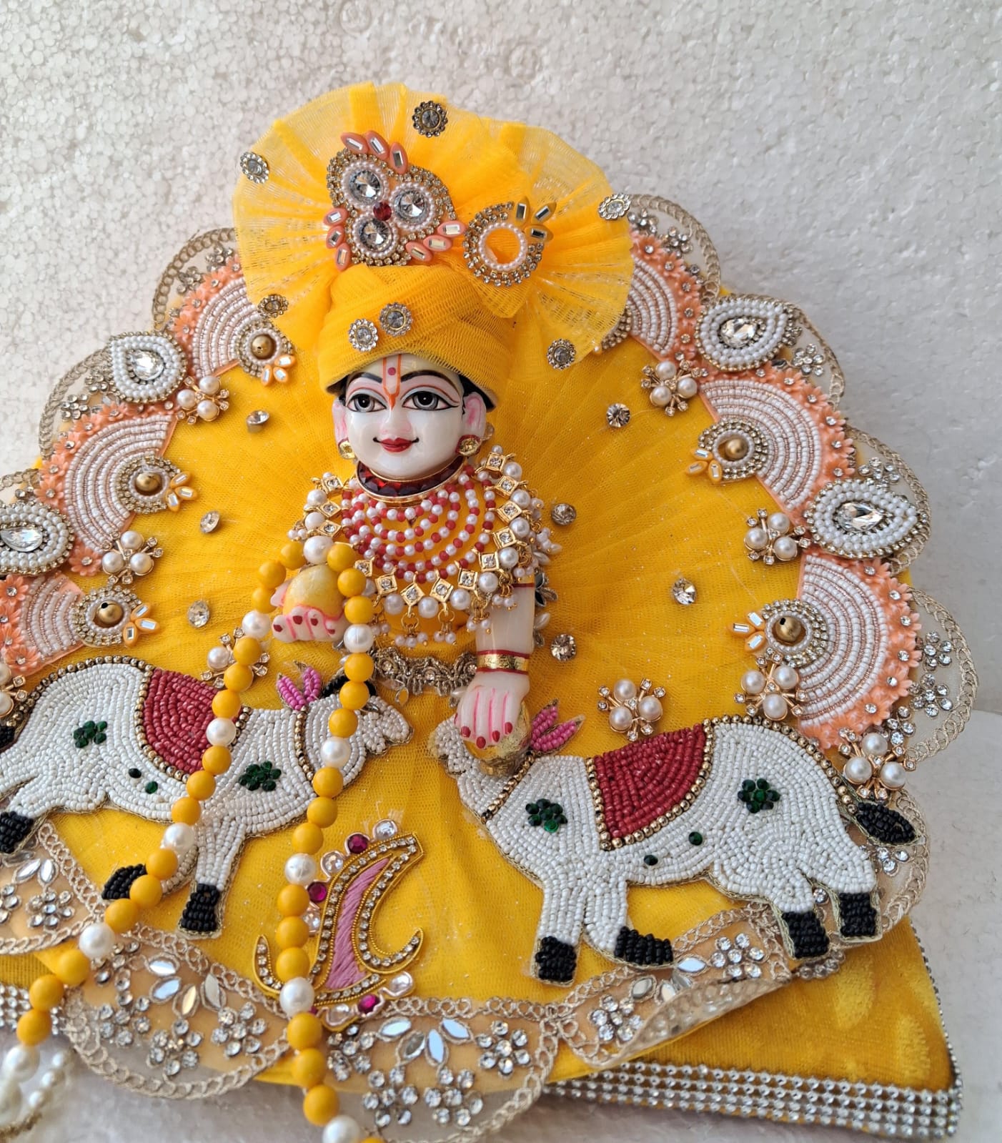 Handmade Cow Poshak with Pagdi for Laddu Gopal | Designer Kanha Ji Dress | Fancy Bal Gopal Dress for Janmashtami Celebrations