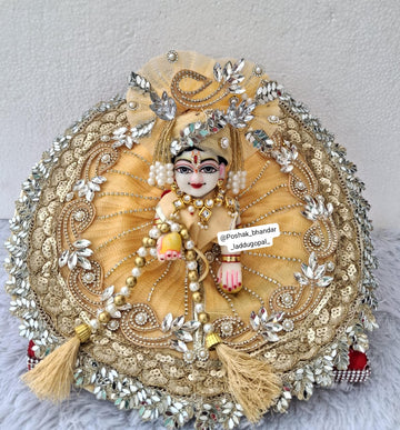 Handmade Heavy Golden Poshak for Laddu Gopal | Designer Kanha Ji Dress | Fancy Bal Gopal Dress for Janmashtami Celebrations