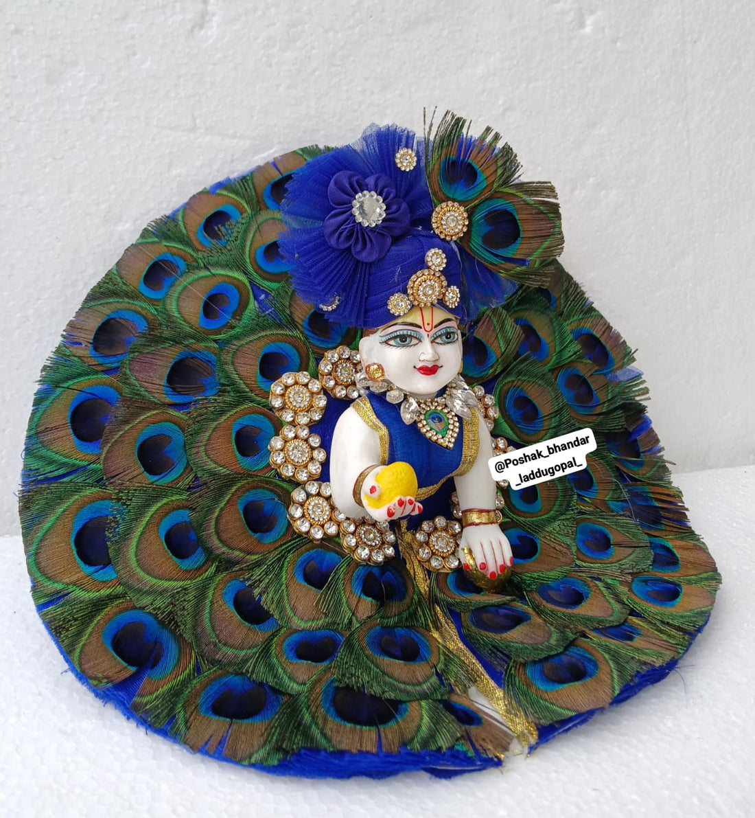 Handmade Morpankh Laddu Gopal Dress with Pagdi - Designer Kanha Ji Poshak for Janmashtami, Fancy Bal Gopal & Krishna Ji Dress