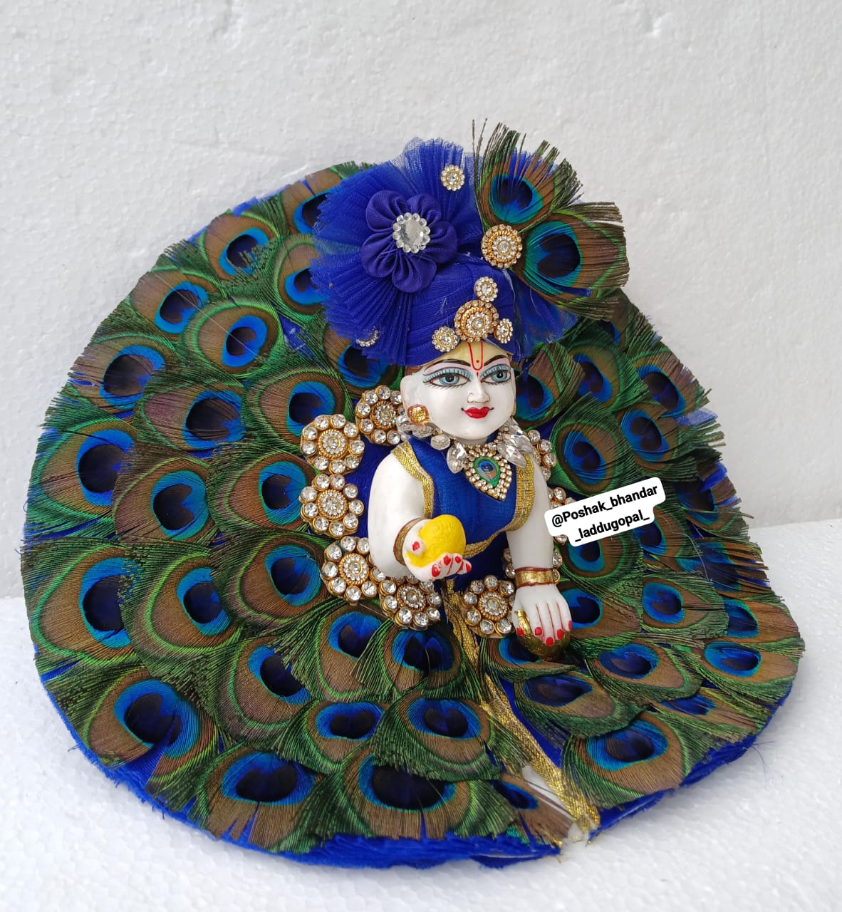 Handmade Morpankh Laddu Gopal Dress with Pagdi - Designer Kanha Ji Poshak for Janmashtami, Fancy Bal Gopal & Krishna Ji Dress