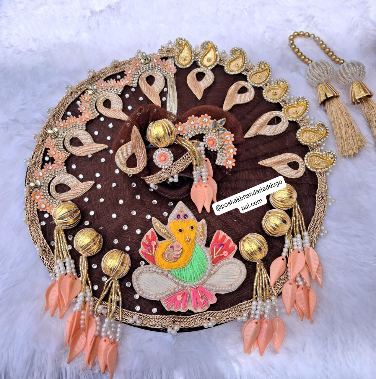 Handmade Ganpati Heavy Dress with Pagdi & Patka - Designer Laddu Gopal Dress, Kanha Ji Poshak, Bal Gopal & Krishna Ji Dress for Janmashtami Festival