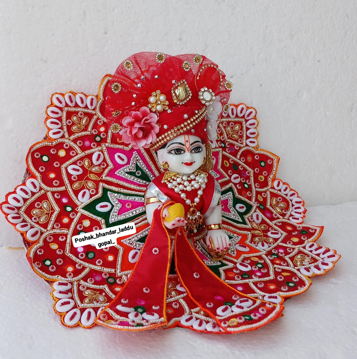 Handmade Designer Laddu Gopal Dress with Heavy Pagdi - Fancy Kanha Ji Poshak for Janmashtami Celebrations | Bal Gopal & Krishna Ji Dress