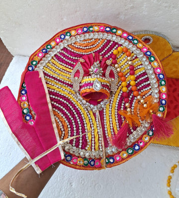 Handmade Multicoloured Laddu Gopal Dress with Pagdi & Patka - Designer Kanha Ji Poshak for Janmashtami, Bal Gopal & Krishna Ji Celebrations