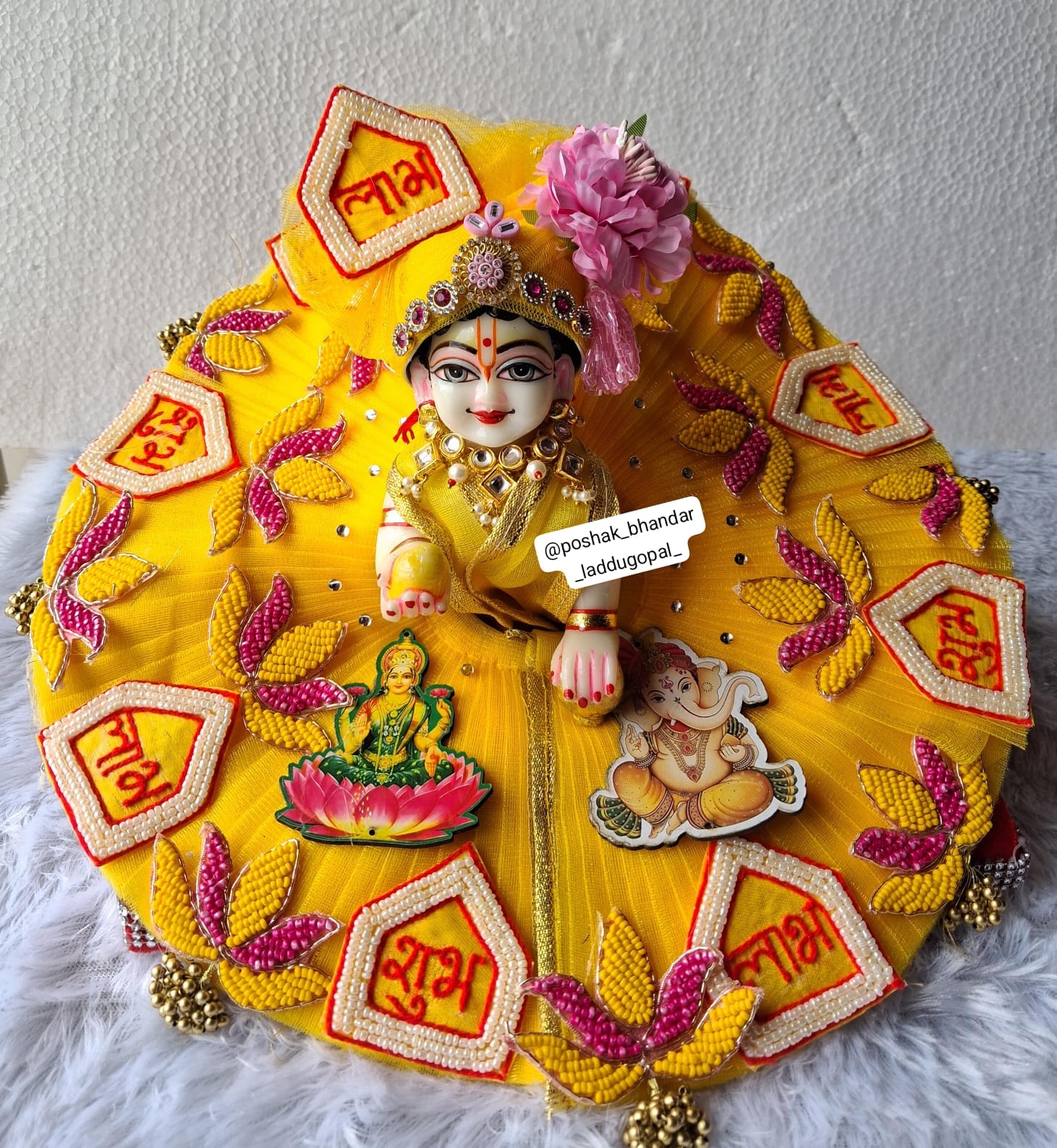 Handmade Diwali Special Laxmi Ganesh Ji Dress | Designer Laddu Gopal Dress, Kanha Ji Poshak, Bal Gopal & Krishna Ji Dress for Festivals