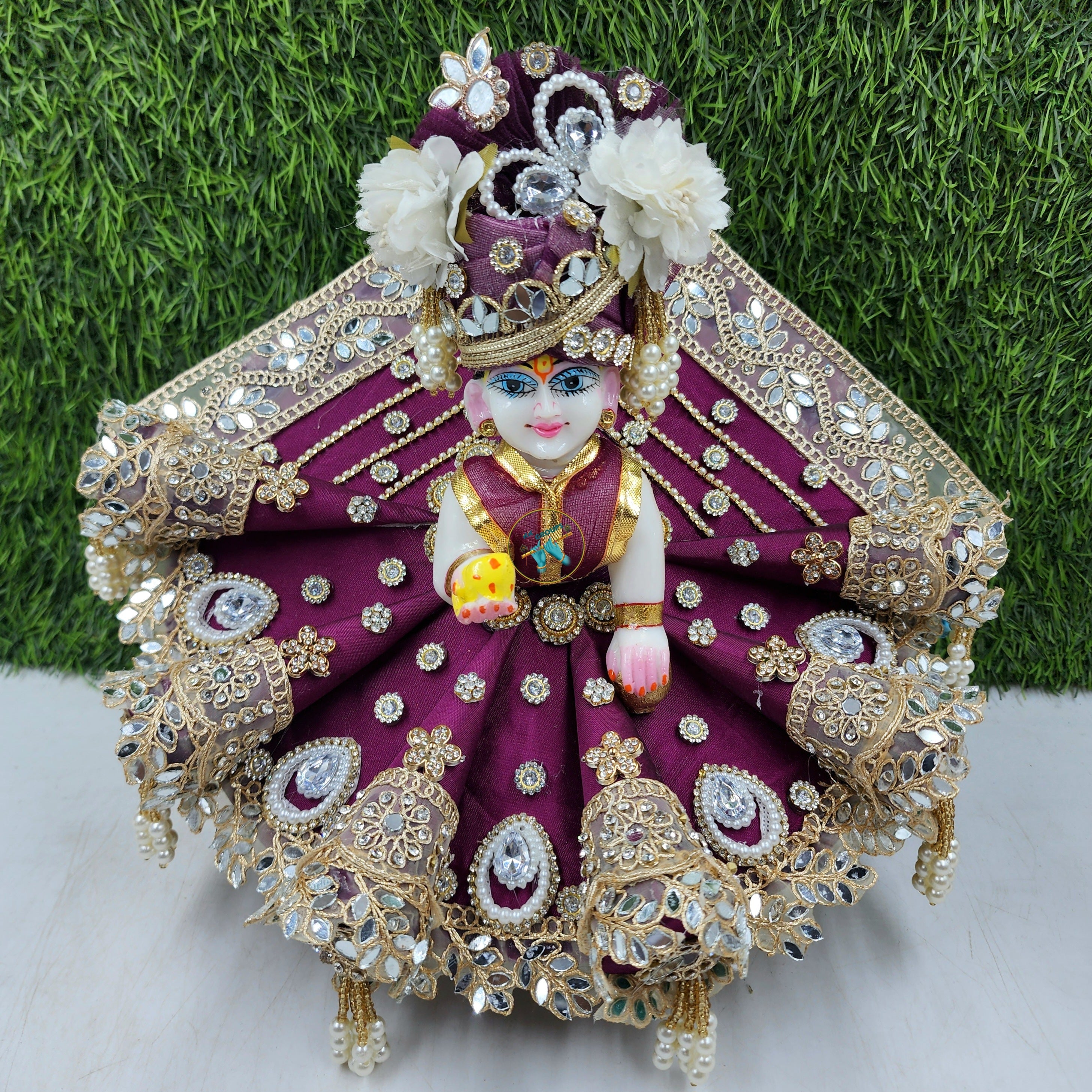 Designer Laddu Gopal Dress for Janmashtami | Fancy Kanha Ji Poshak | Heavy Bal Gopal Dress (Size 0-6) | Unique Handmade Festival Outfit